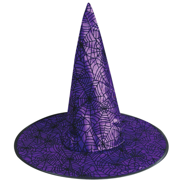 Purple Witch Hat with Spiderweb Pattern - Enchant Your Look