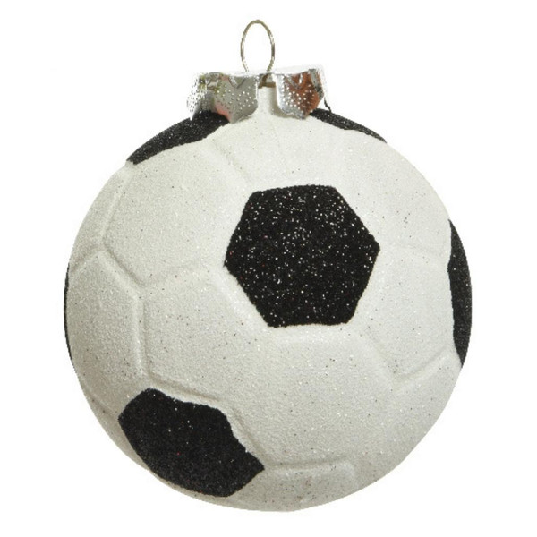 Blown Glass Glitter Soccer Ball Ornament