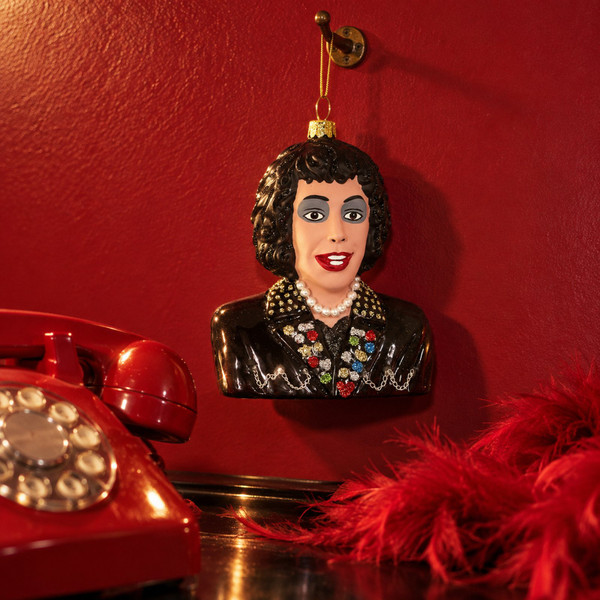 Cody Foster Dr. Frank N Furter Glass Ornament – glass Christmas ornament styled in a fun, eclectic home scene