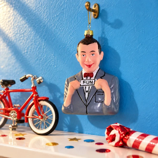 Cody Foster Pee Wee Herman Glass Ornament – glass Christmas ornament styled in a fun, eclectic home scene