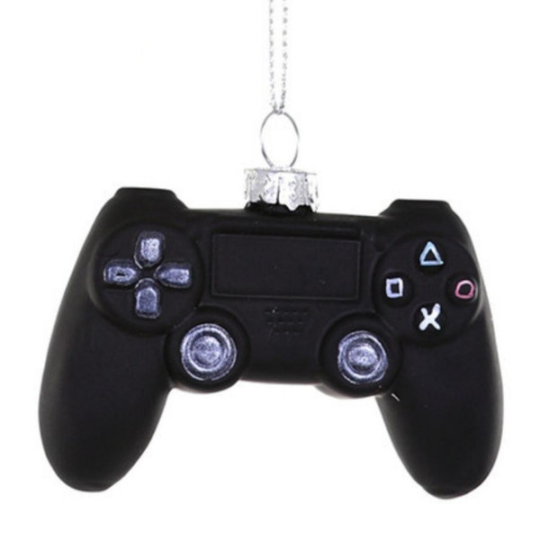 Cody Foster Glass Black Video Game Controller Ornament