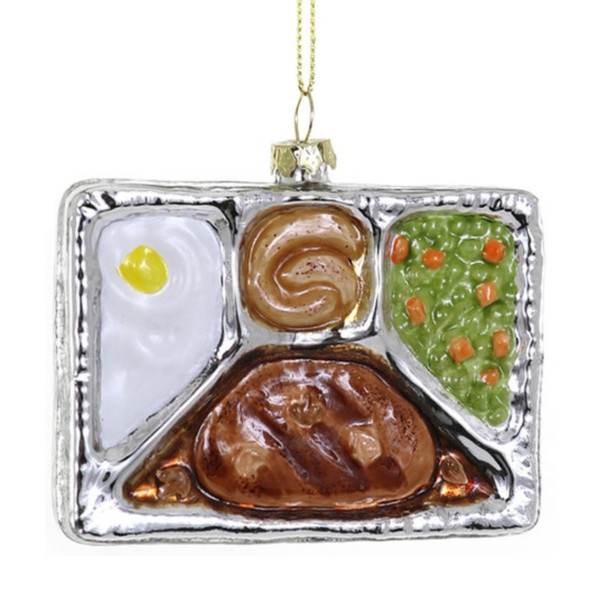 Cody Foster Glass Salisbury Steak TV Dinner Ornament