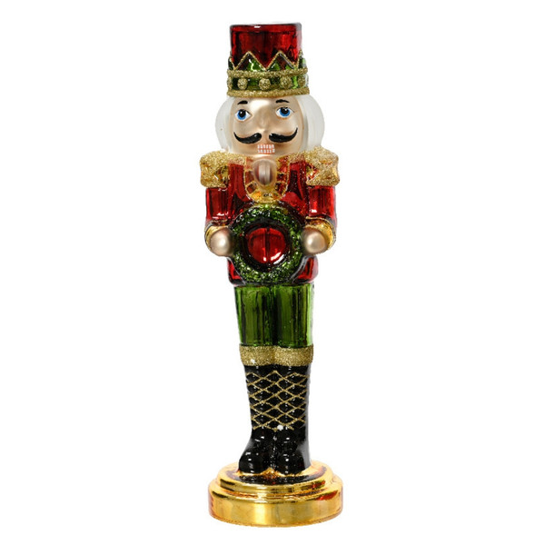 Glass Nutcracker With Red Hat Figurine