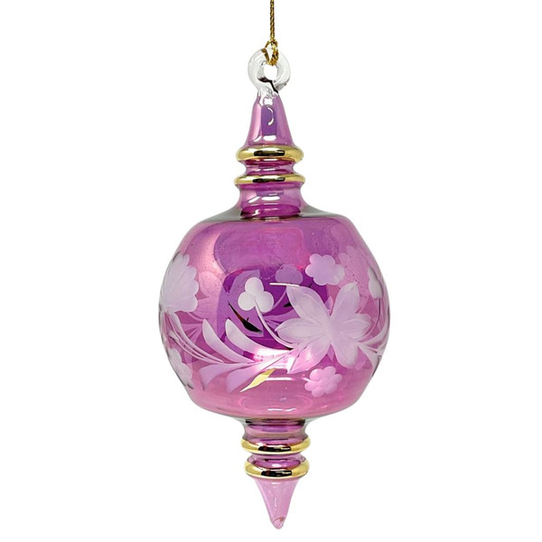 Egyptian Museum Purple Etched Glass Finial Ornament