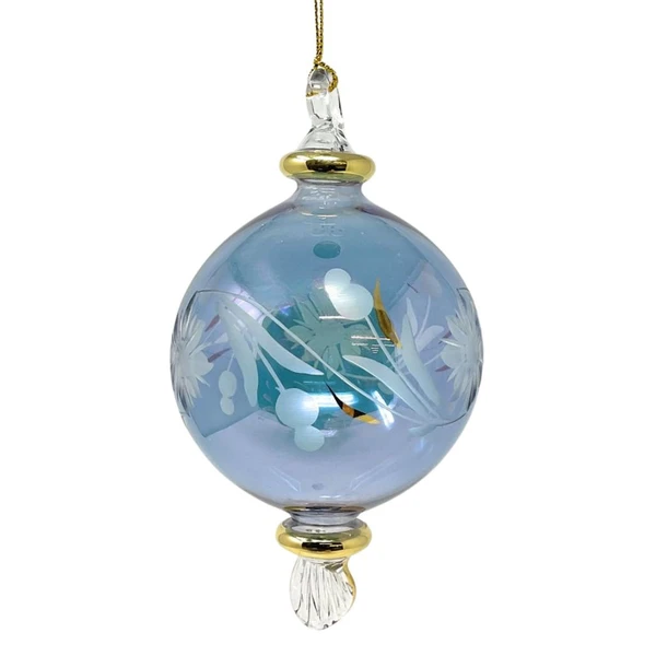 Egyptian Museum Small Blue Floral Ball Ornament
