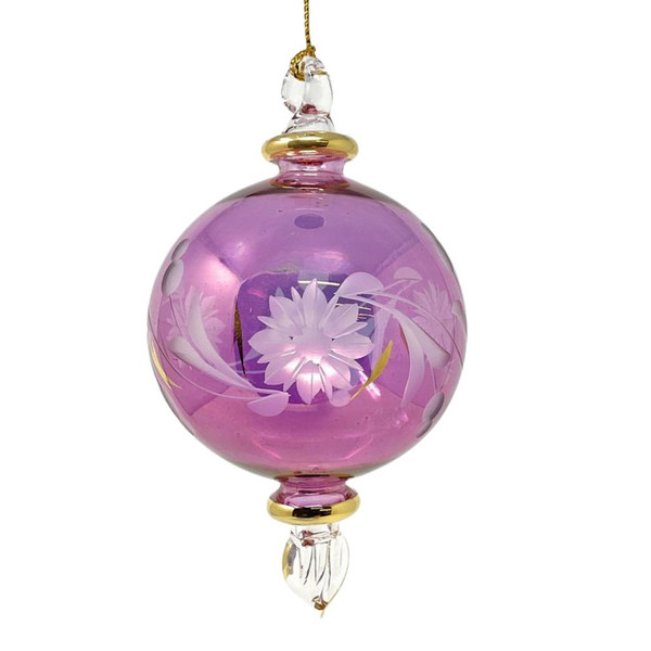 Egyptian Museum Small Purple Floral Ball Ornament