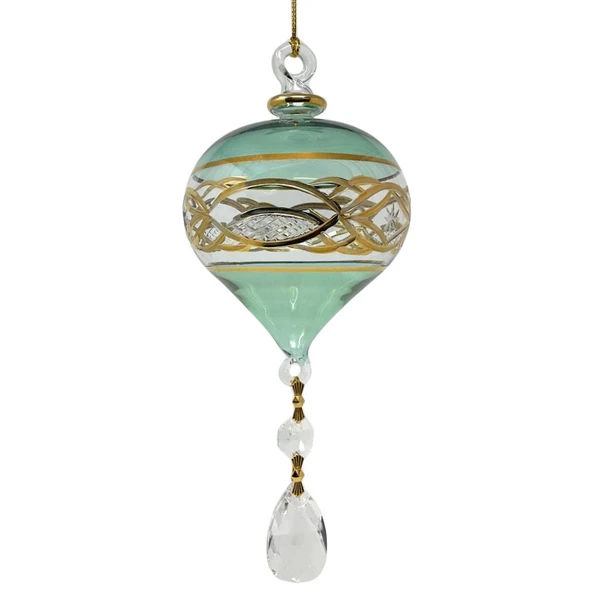 Glass Small Green Crystal Tear Drop Ornament