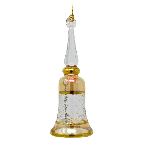 Egyptian Museum Yellow Gold Etched Bell Ornament