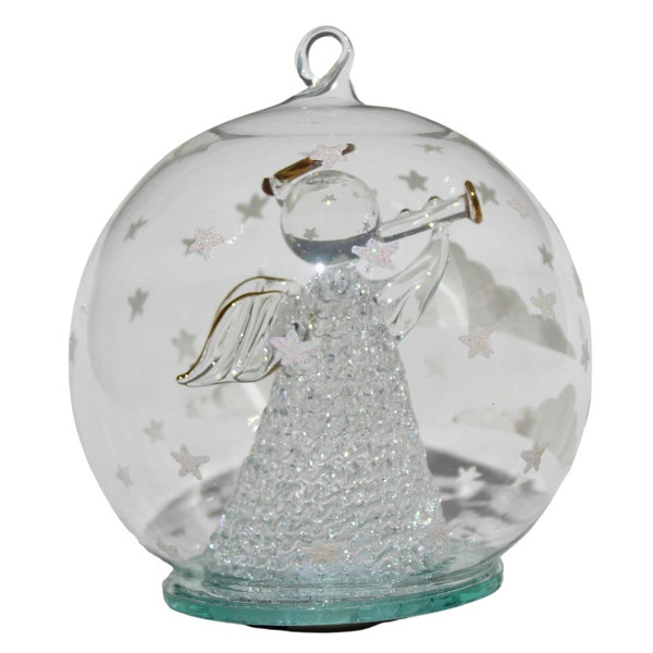 Color Changing LED Angel Blowing Horn Glass Globe
