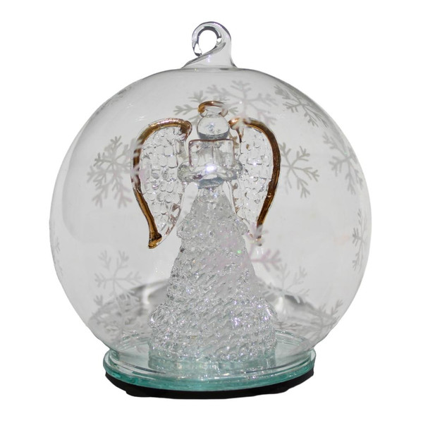 Color Changing LED Angel With Book Glass Globe