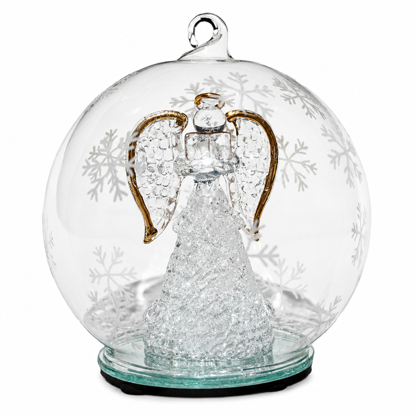 Color Changing LED Angel With Book Glass Globe