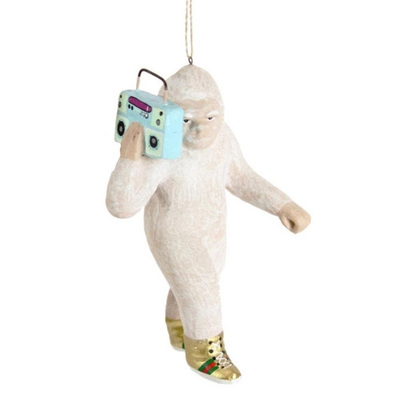 Cody Foster White Hipster Sasquatch Paper Mache Hanging Ornament