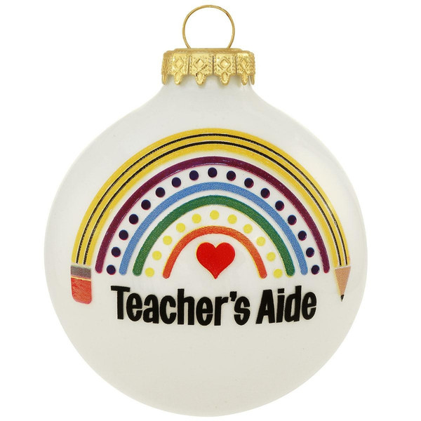 Personalized Teacher's Aide Glass Ornament