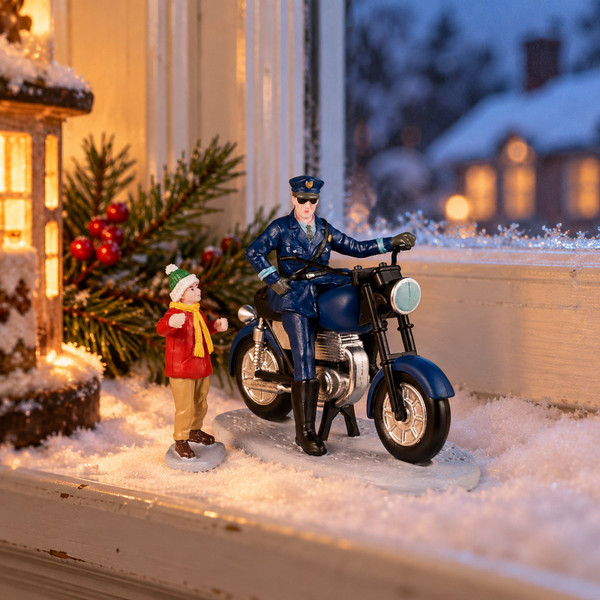 Lemax Police Officer Set Of 2 – collectible Christmas village piece displayed in a cosy home