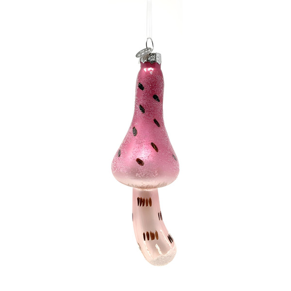 Whimsical Red Blown Glass Mushroom Ornament