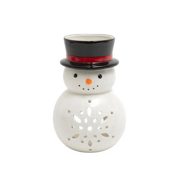 8.5" Charming Ceramic Snowman Candle Holder