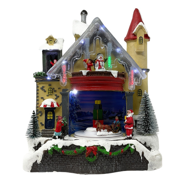 Lumineo Animated Christmas House with Santa - 12”x9” Scene