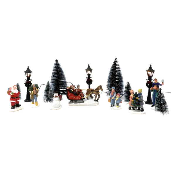 Lumineo Complete Christmas Village Accessory Set - 14 Pieces