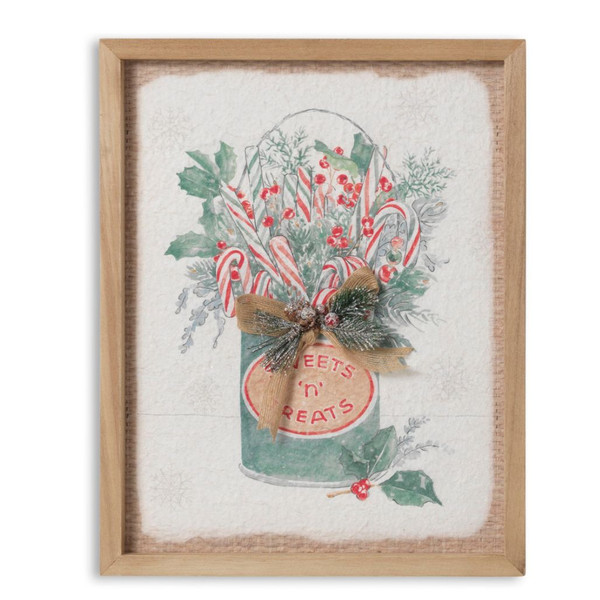 14 inch Green Bucket with Burlap Bow & Pine Wall Decor