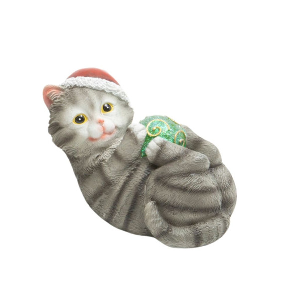 Cozy Santa Hat Cat Figurine