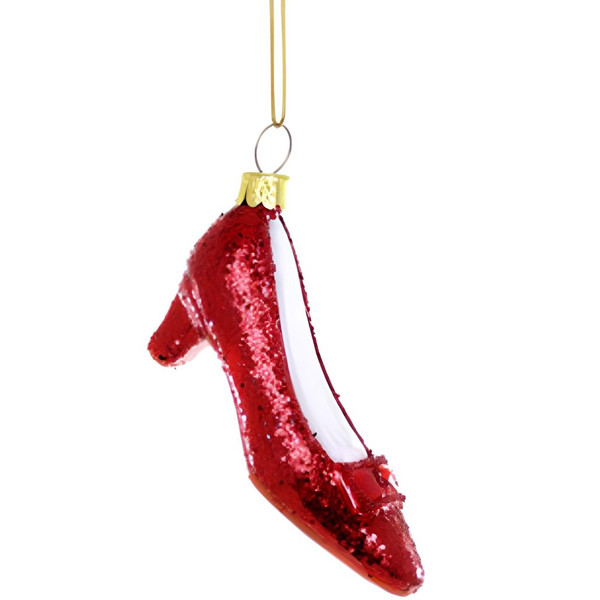 Sparkling Ruby Red Slipper Christmas Ornament