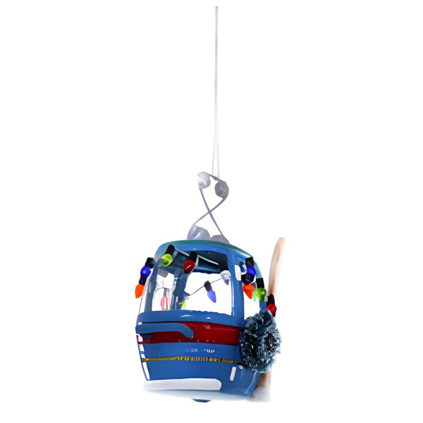 Festive Blue Ski Slope Gondola Ornament