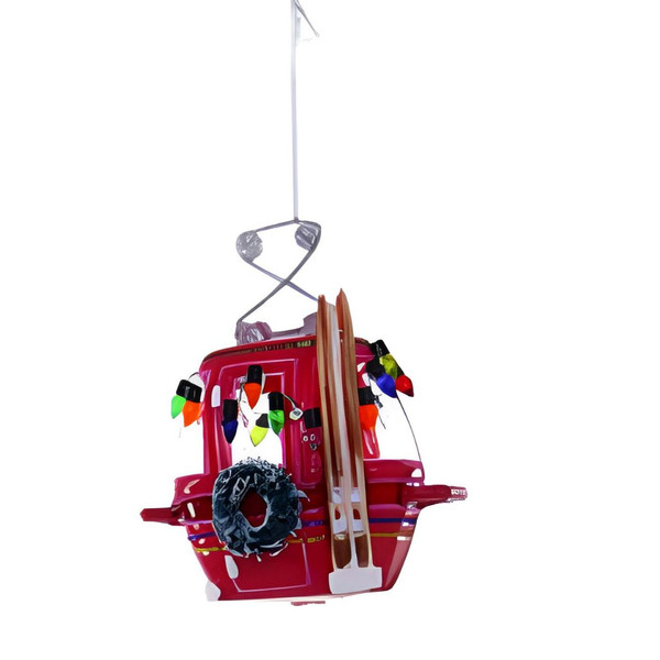 Vibrant Red Ski Slope Gondola Ornament