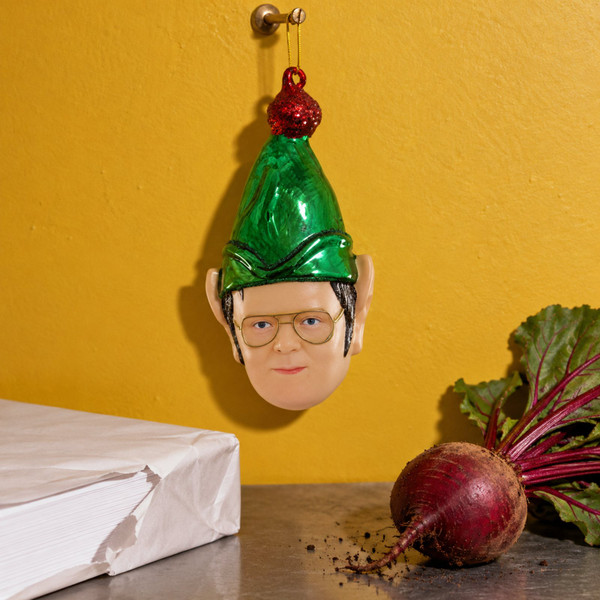 Cody Foster Dwight the Elf Christmas Ornament – glass Christmas ornament styled in a fun, eclectic home scene