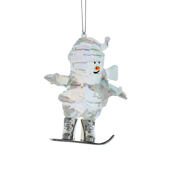 Acrylic Snowman on Snowboard Ornament