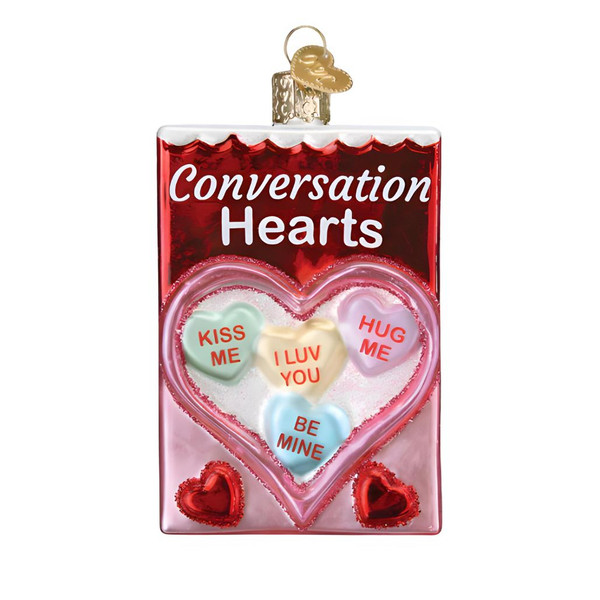 Candy Hearts Glass Ornament