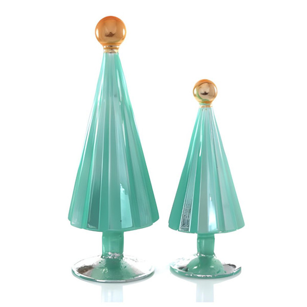 Pleated Tree Small Moss Aqua Set of 2