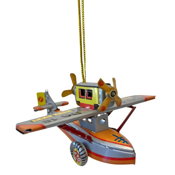 Tin Sea Plane Ornament