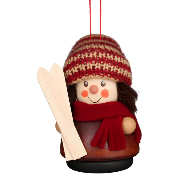 Wooden Skier Ornament