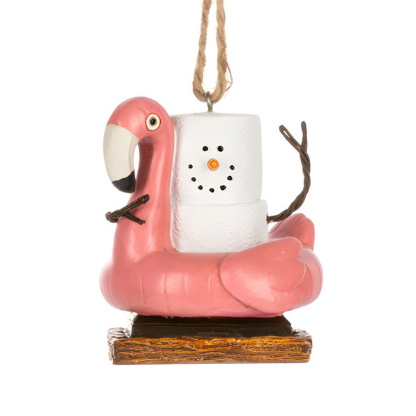 Smores Flamingo in Pool Float Ornament