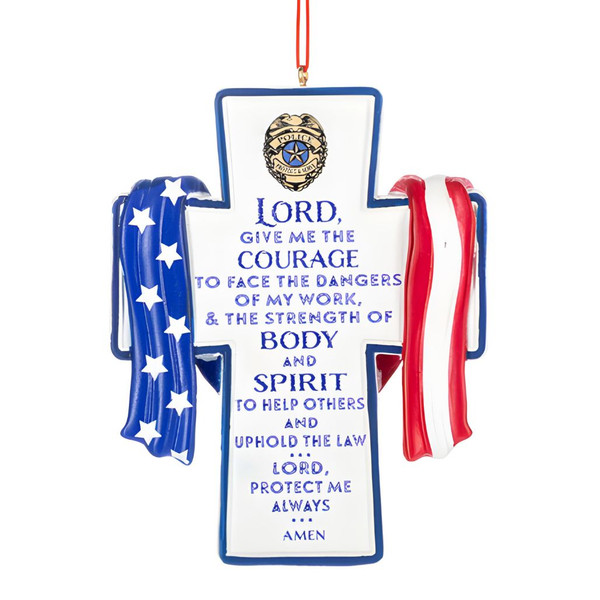 Police Protect Serve Courage Cross Ornament