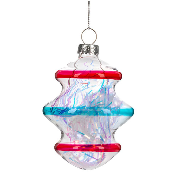 Striped Drop Ornament - 3 Colorful Stripes
