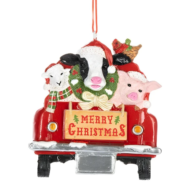 Farm Friends in Truck Christmas Ornament