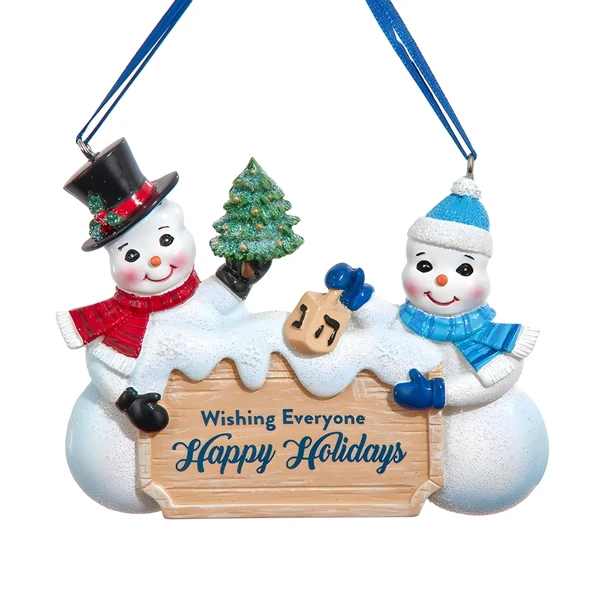 Hanukkah Wishing Everyone Happy Holidays Snow Couple Ornament