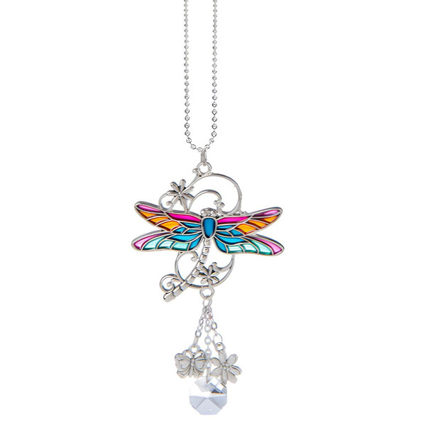 Colorful Dragonfly Car Charm with Crystals