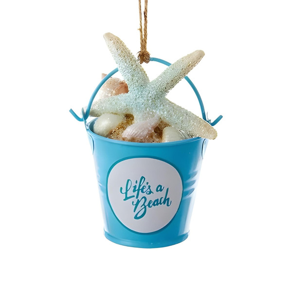 Blue Sand Beach Bucket Ornament