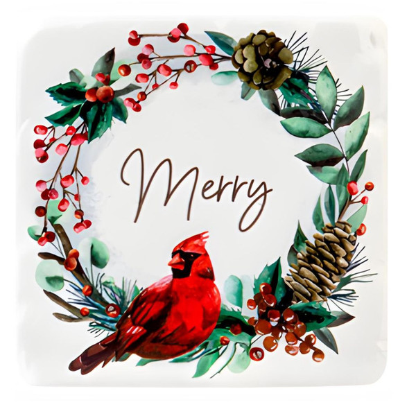Cardinal Wreath Coaster Set of 4
