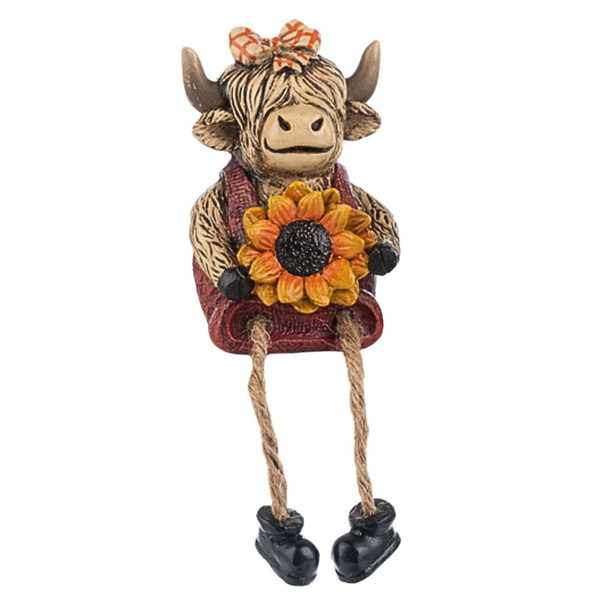 Sunflower Cow Holding Sunflower Figurine