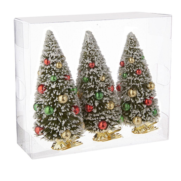 Clip-On Bottle Brush Trees Ornament Set