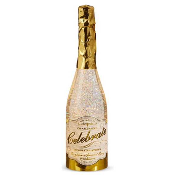 Champagne Bottle with Swirling Glitter Lighted