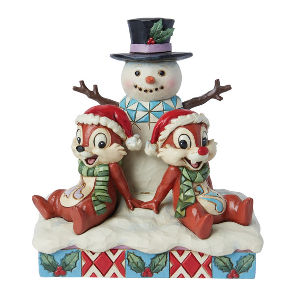 Jim Shore - Disney Traditions - Chip and Dale with Snowman Figurine