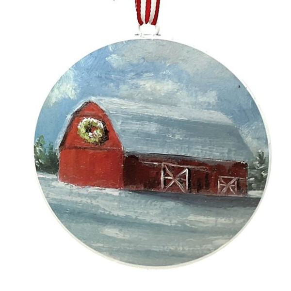 Side Barn Metal Disc Ornament