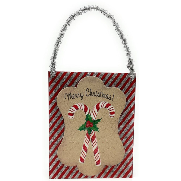 Merry Christmas Postcard with Tinsel Ornament