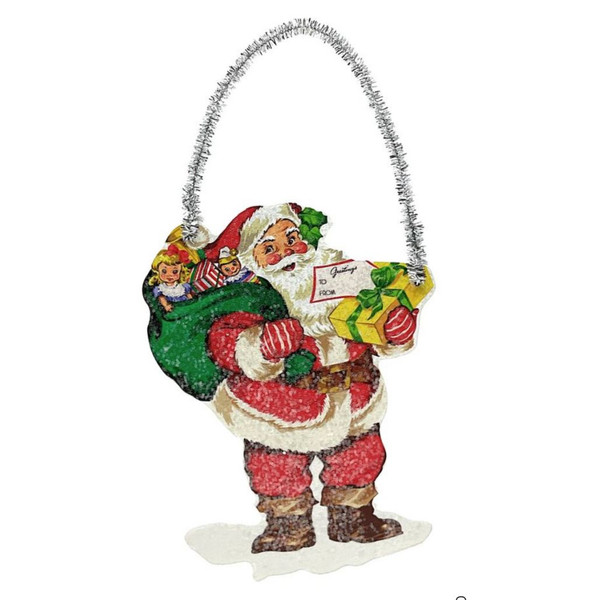 Vintage Santa with Green Sack Ornament
