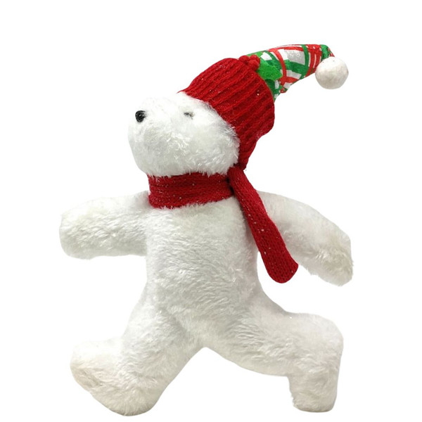 Glittered Polar Bear with Plaid Hat Ornament