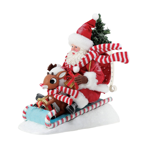 Possible Dreams - Rudolph And Santa Sledding Figurine